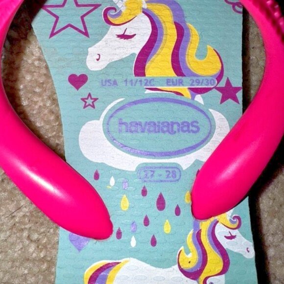 Havaianas Pink/ Ice Blue Unicorn Flip Flops Toddler Girls Size 11 / 12 C - Picture 4 of 5